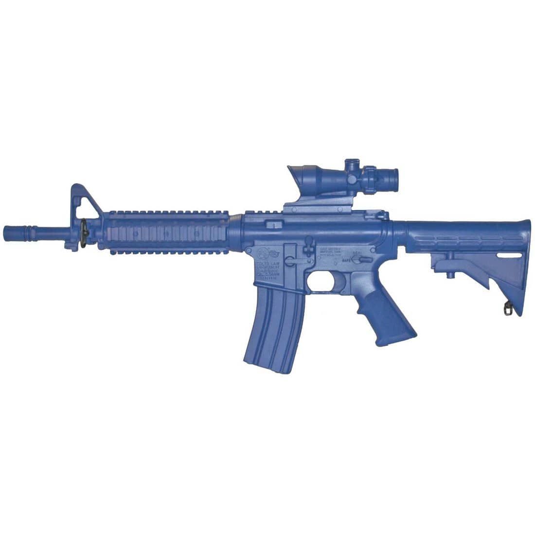 Blueguns M4 COMMANDO Flat Top Closed Stock, Forward Rail, ACOG Sight Law Enforcement Training Replica Firearm Simulator with 30 - 60 Day Lead Time