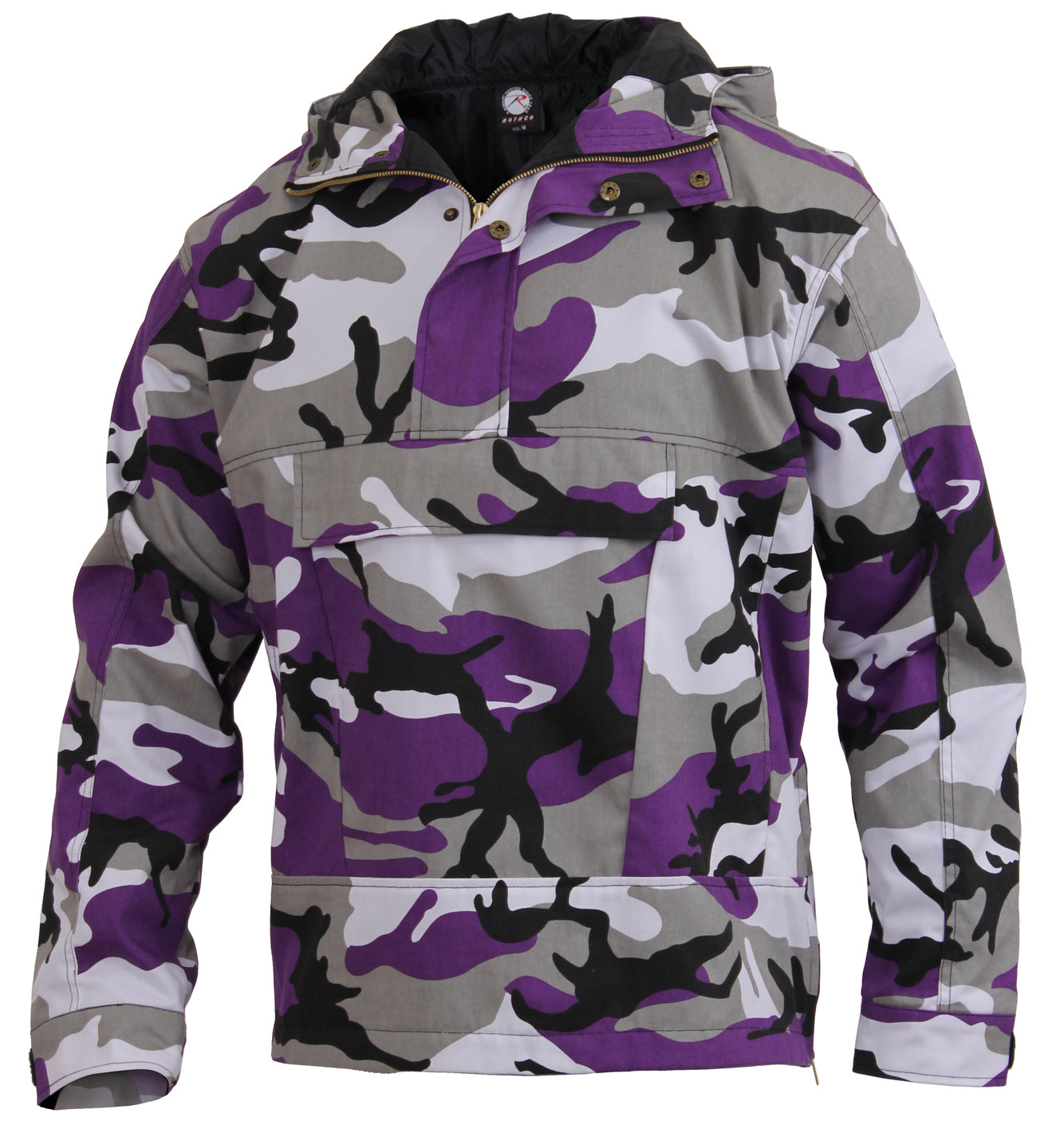 Durable Cotton-Poly Blend Military-Inspired Pull Over Hooded Anorak Parka for Outdoor and Daily Wear