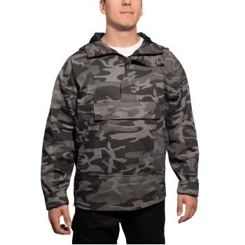 Durable Cotton-Poly Blend Military-Inspired Pull Over Hooded Anorak Parka for Outdoor and Daily Wear