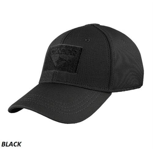 Flexible Condor Polyester Fitted Cap with Embroidered Eyelets and Patch Panels