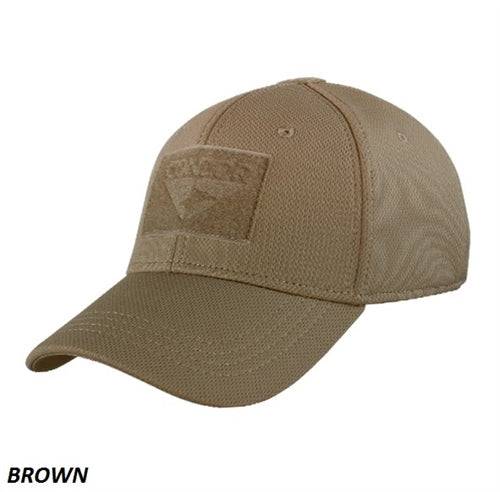 Flexible Condor Polyester Fitted Cap with Embroidered Eyelets and Patch Panels