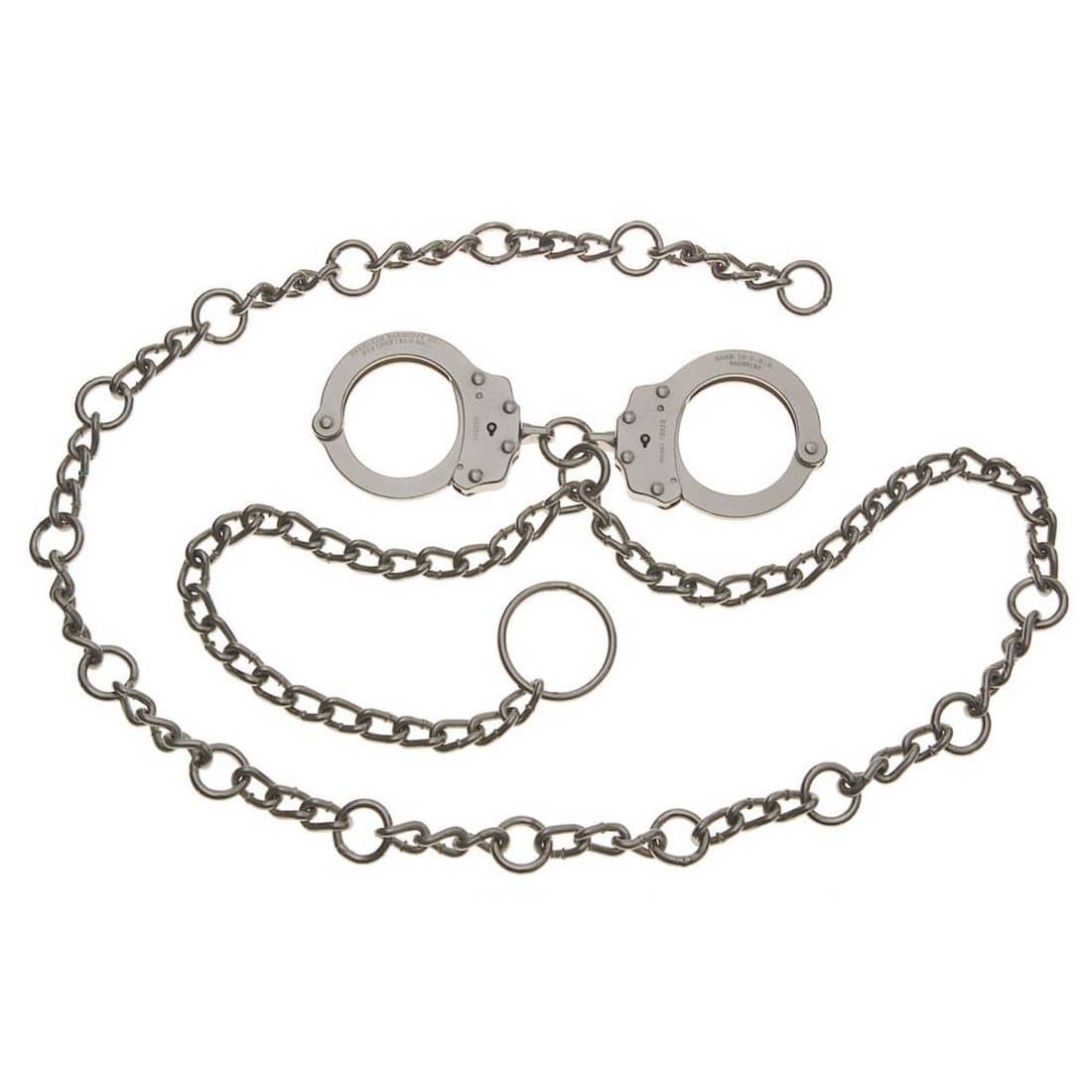 Peerless Model 7003C High - Security Waist Chain with 700C Chain Link Handcuffs Positioned at the Navel