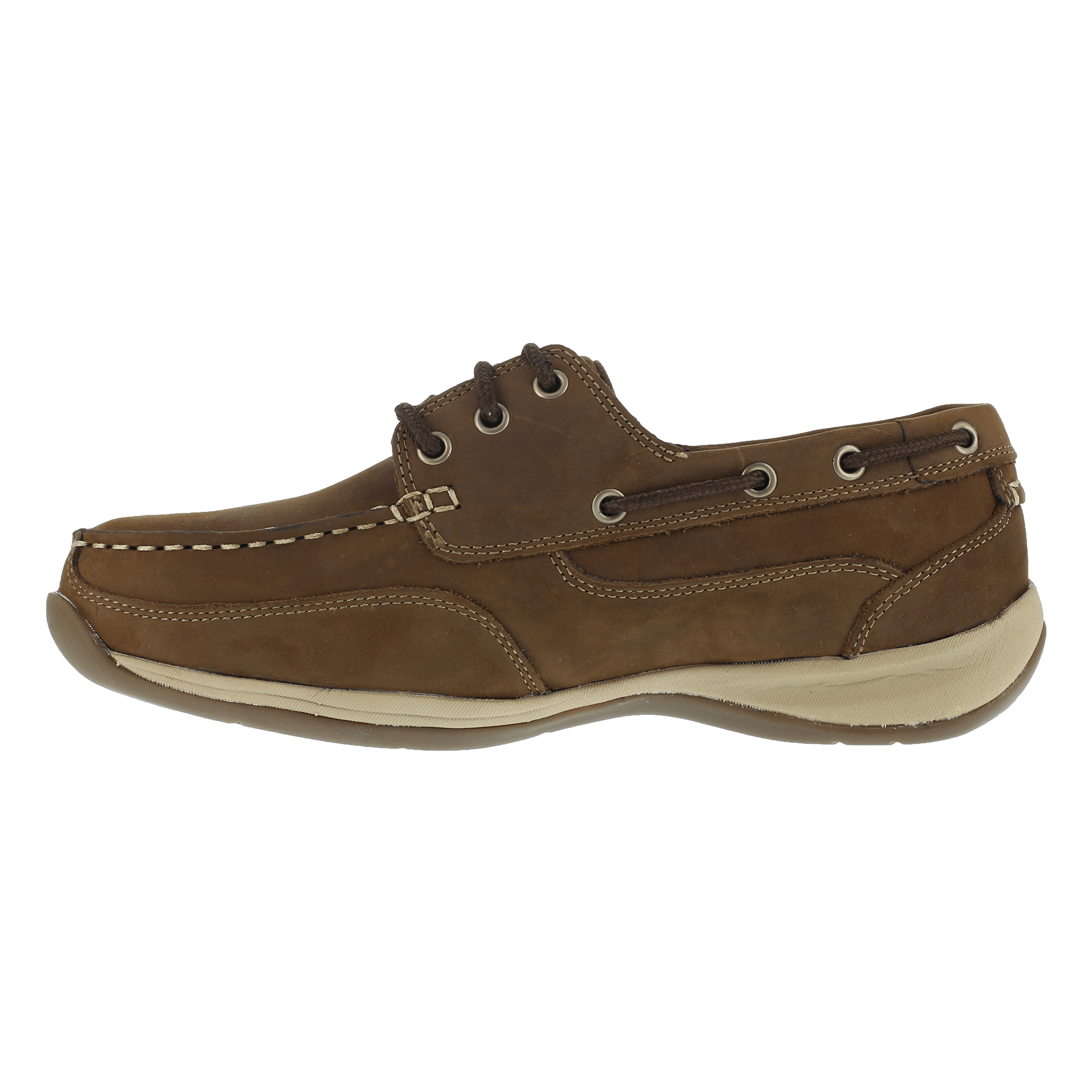 Rockport Women's Brown Crazy Horse Leather Three - Eye Tie Steel - Toe Boat Shoe RK676