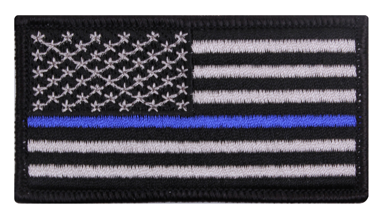 Iron-On Thin Blue Line Police Support Flag Patch