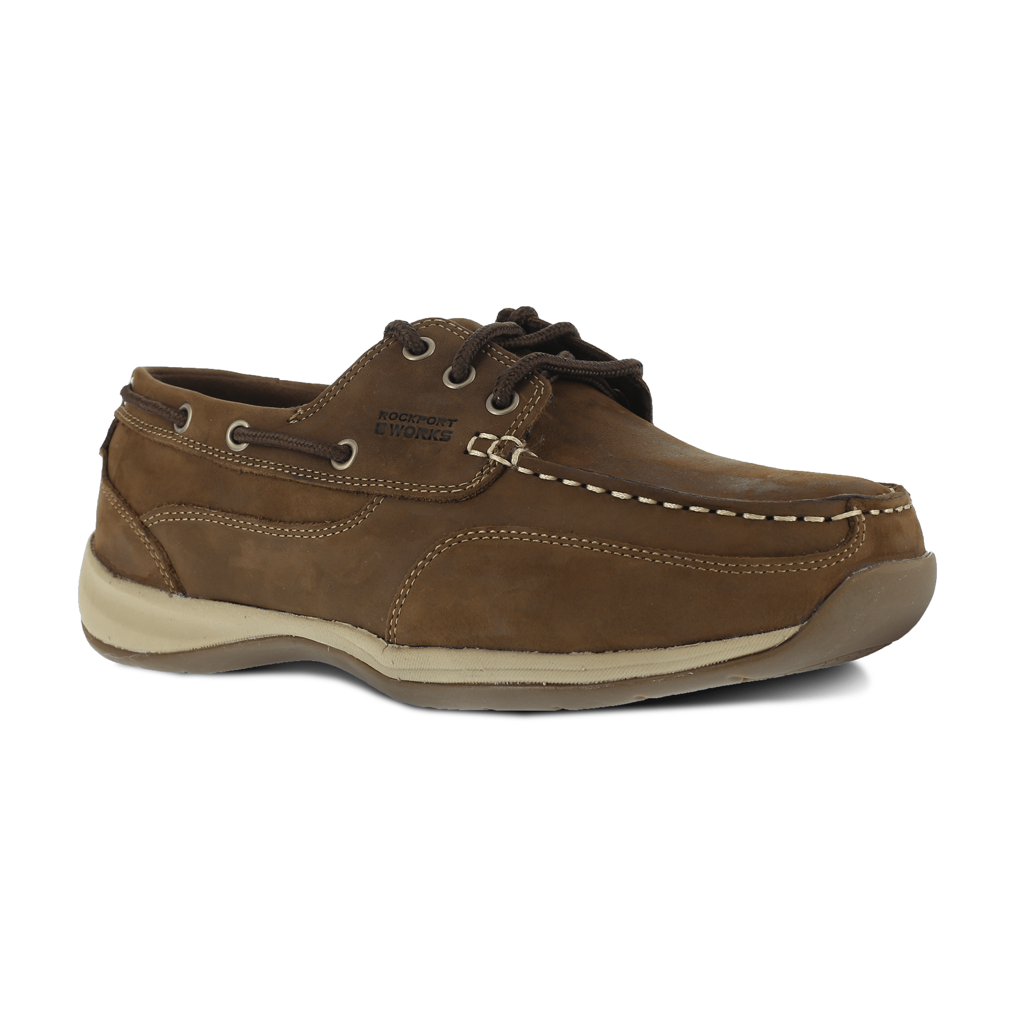 Rockport Women's Brown Crazy Horse Leather Three - Eye Tie Steel - Toe Boat Shoe RK676