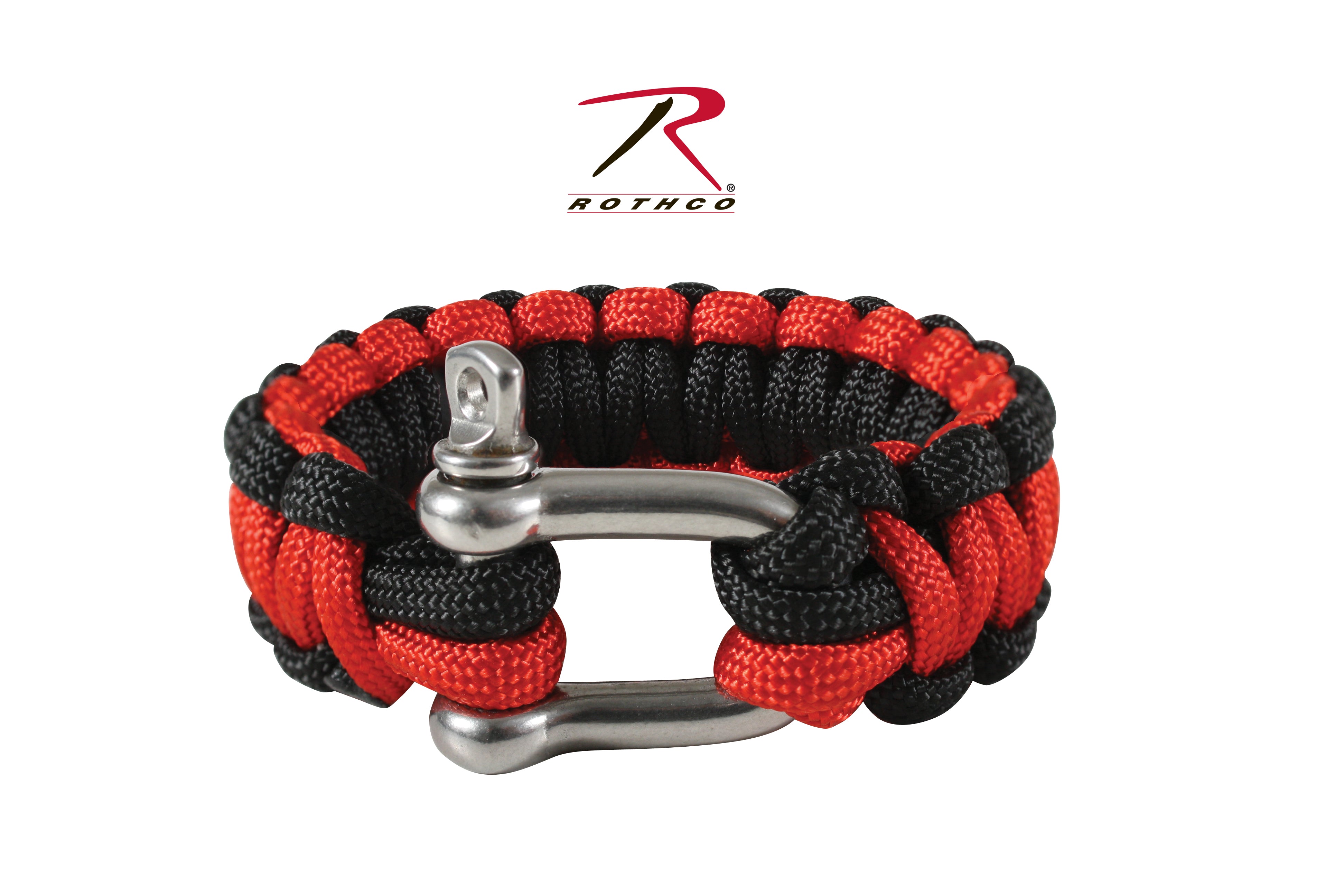 Sturdy Thin Red Line Paracord Survival Bracelet with D - Shackle