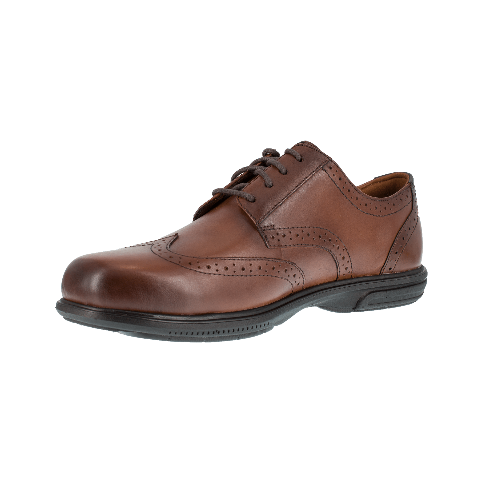 Florsheim Men's Brown Steel Toe Loedin Wing Tip Lace - Up Work Shoes FS2023