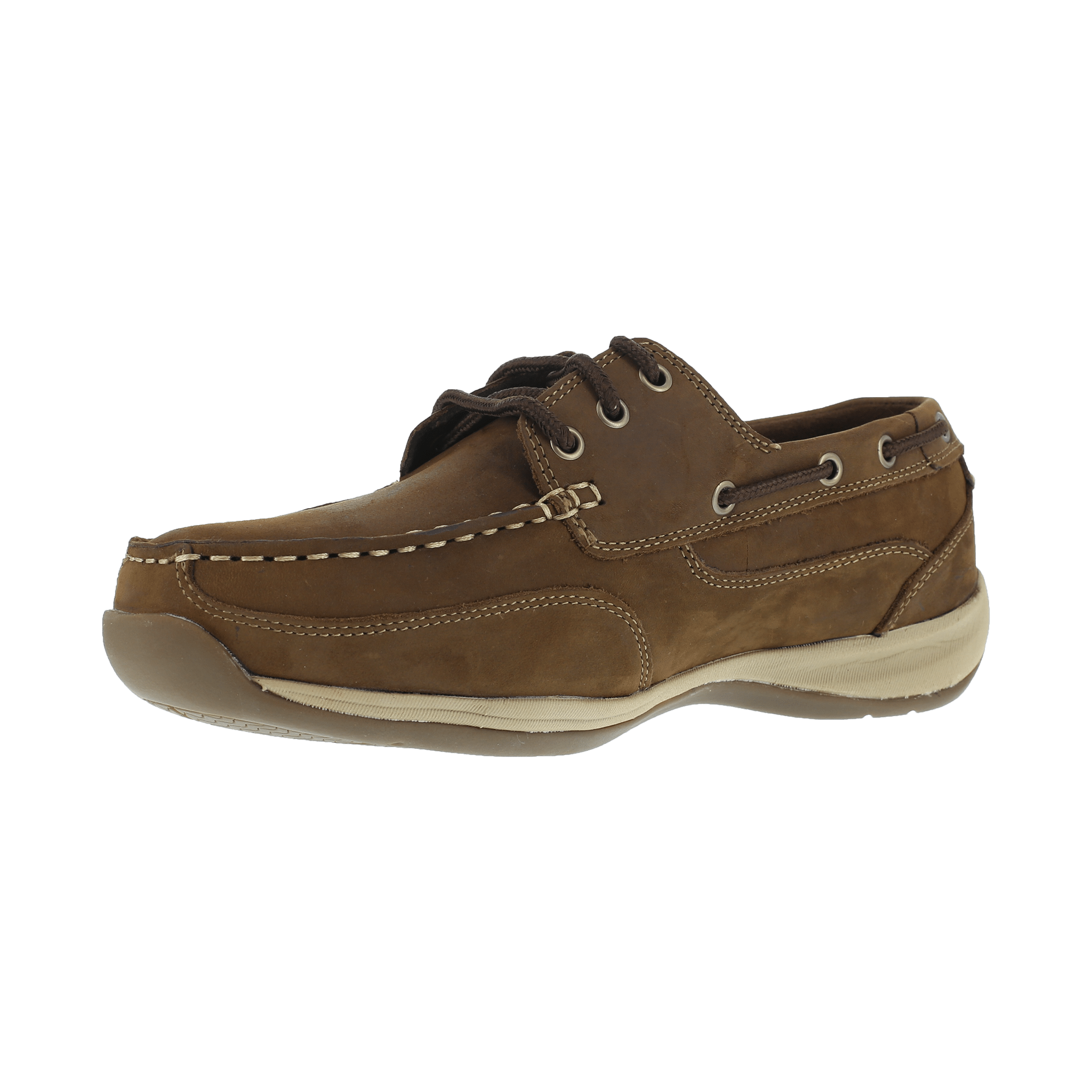 Rockport Women's Brown Crazy Horse Leather Three - Eye Tie Steel - Toe Boat Shoe RK676