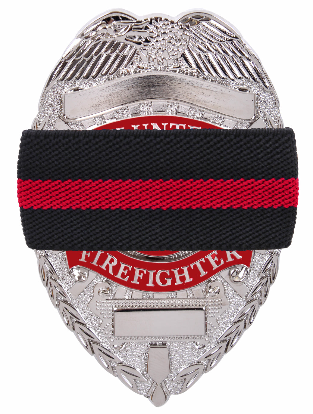 Elasticized Thin Red Line Mourning Band for Firefighters' Badges