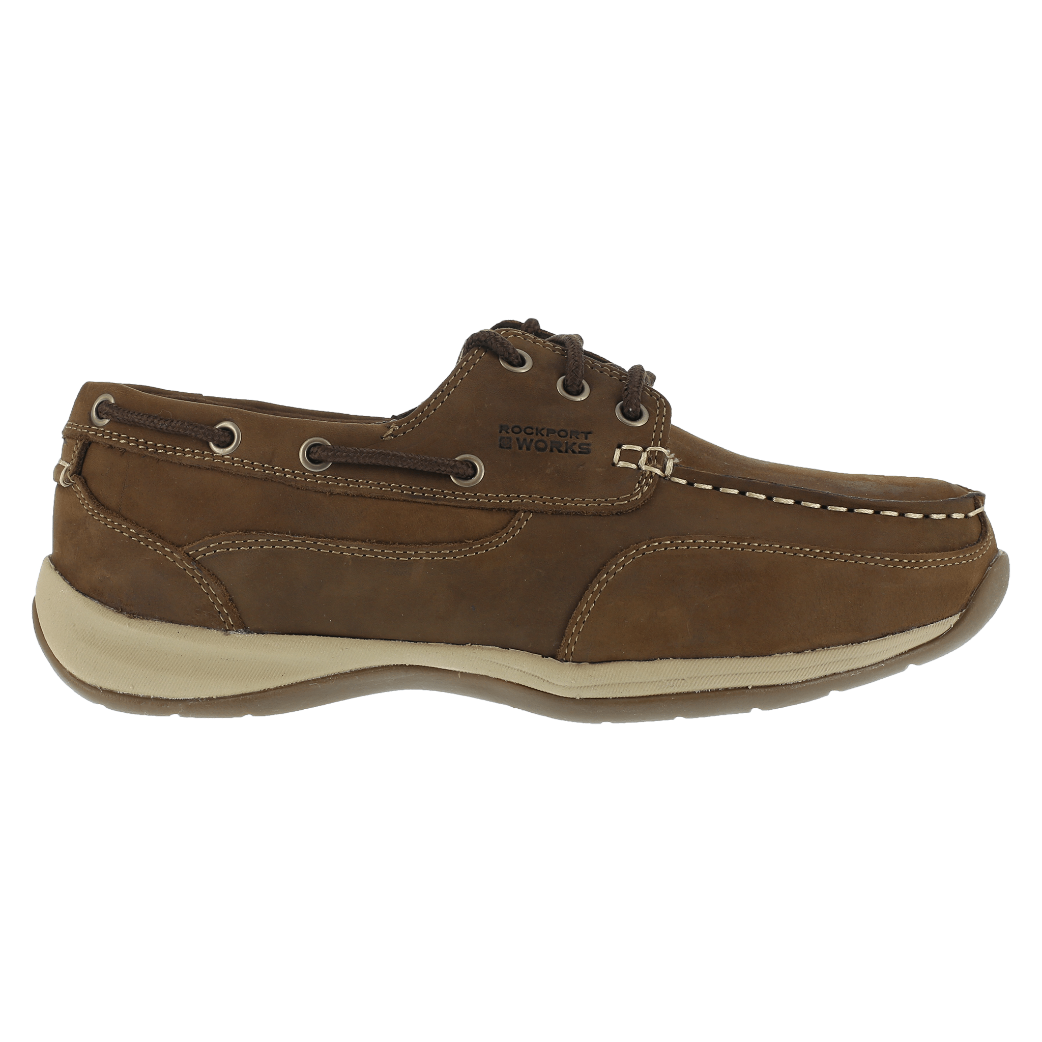 Rockport Women's Brown Crazy Horse Leather Three - Eye Tie Steel - Toe Boat Shoe RK676