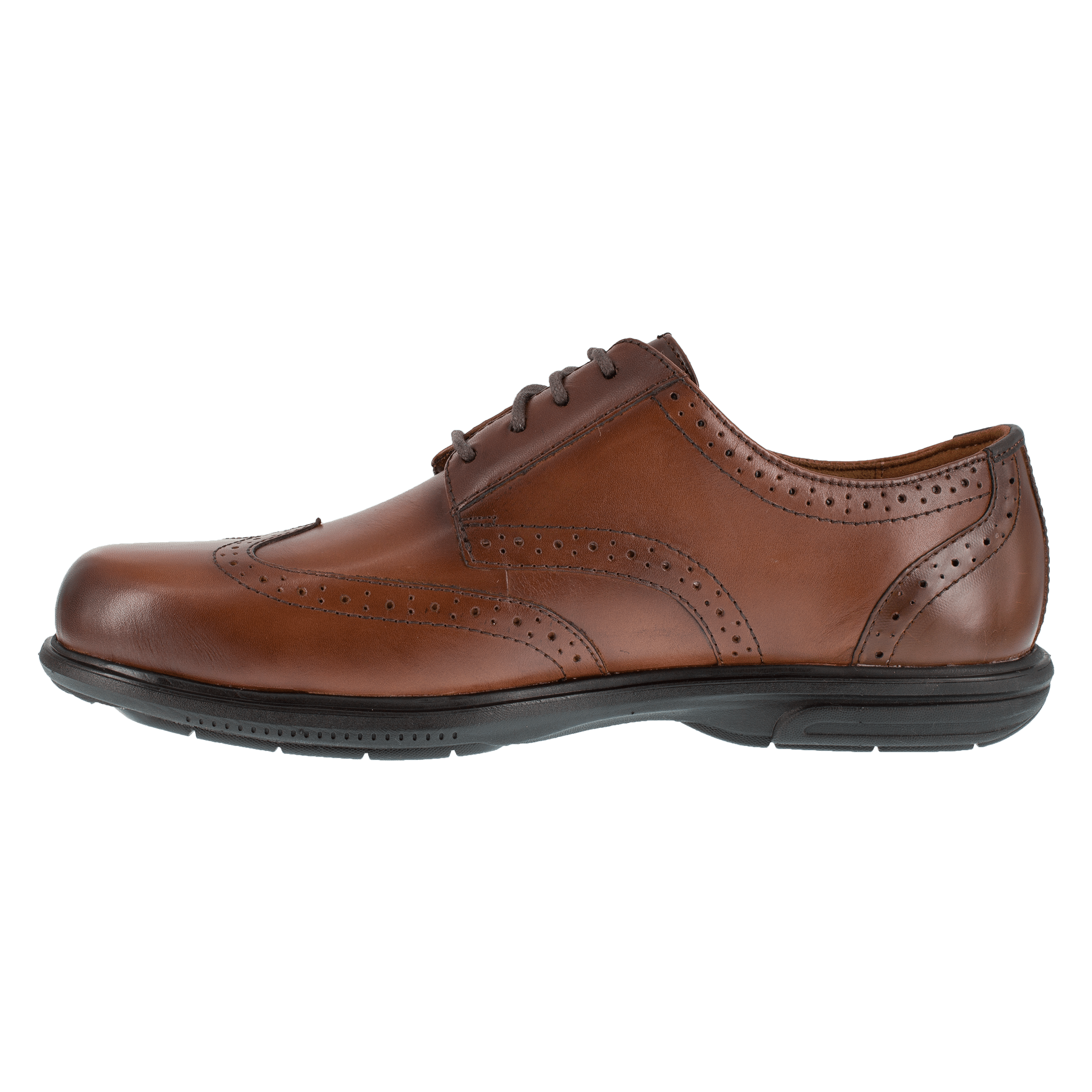 Florsheim Men's Brown Steel Toe Loedin Wing Tip Lace - Up Work Shoes FS2023